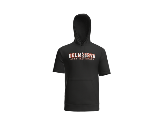 Delmarva Aces Baseball Wordmark Short Sleeve Performance Hoodie - Black