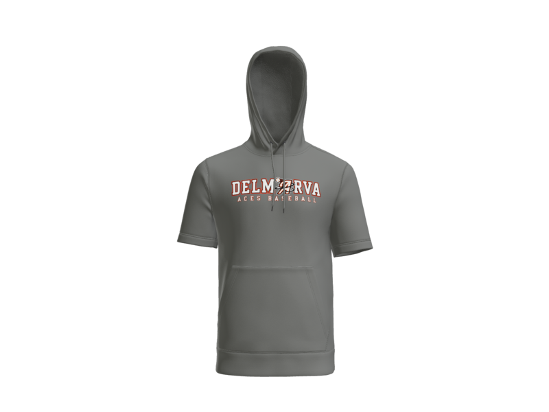 Delmarva Aces Baseball Wordmark Short Sleeve Performance Hoodie - Dark Smoke Grey