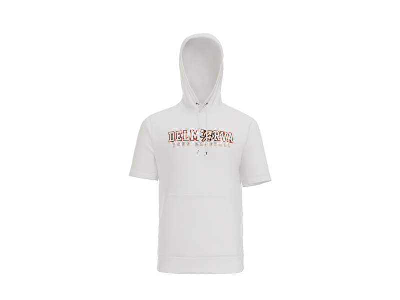 Delmarva Aces Baseball Wordmark Short Sleeve Performance Hoodie - White