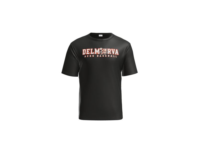 Delmarva Aces Baseball Wordmark Performance Tee - Black