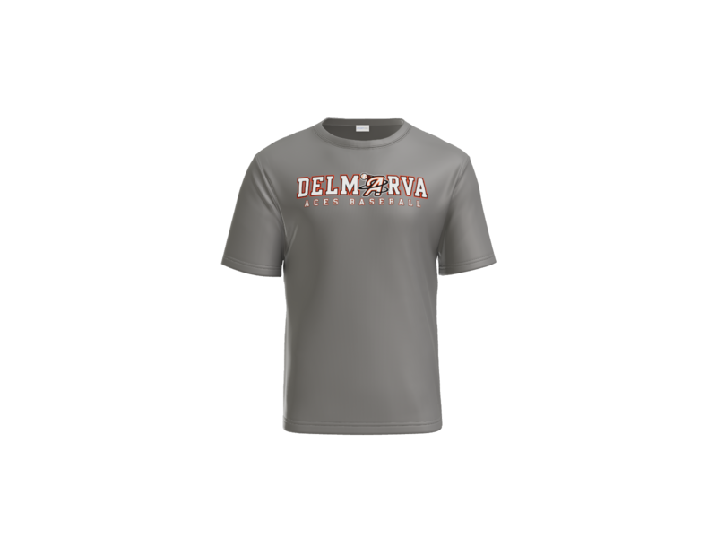 Delmarva Aces Baseball Wordmark Performance Tee - Grey Concrete