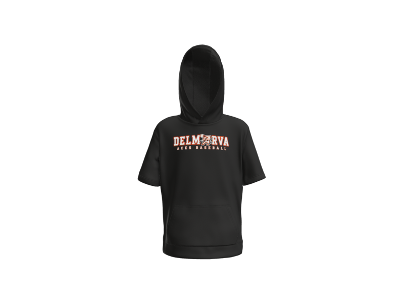 Delmarva Aces Baseball Wordmark Youth Short Sleeve Performance Hoodie - Black