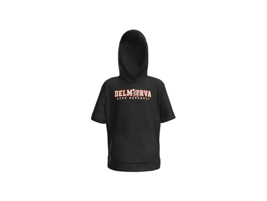Delmarva Aces Baseball Wordmark Youth Short Sleeve Performance Hoodie - Black