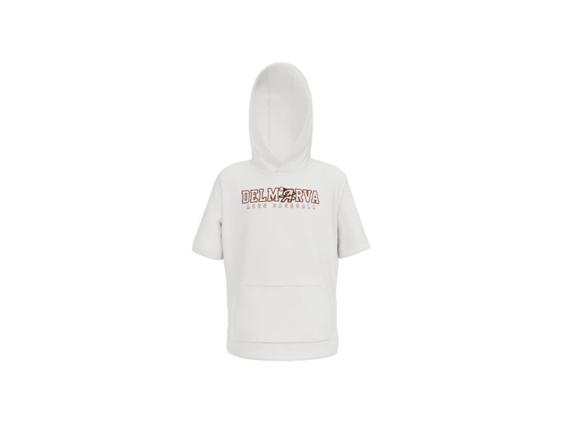 Delmarva Aces Baseball Wordmark Youth Short Sleeve Performance Hoodie - White