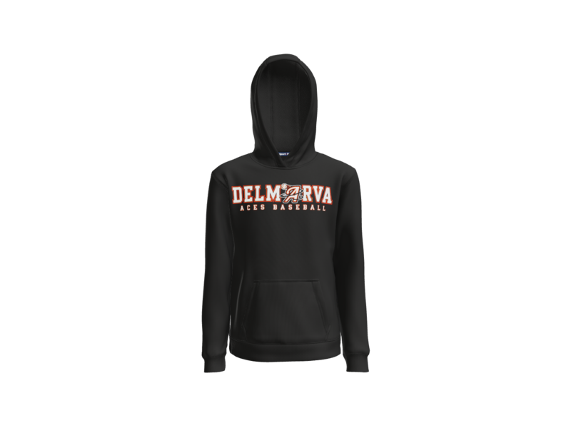 Delmarva Aces Baseball Wordmark Youth Pullover Hoodie - Black