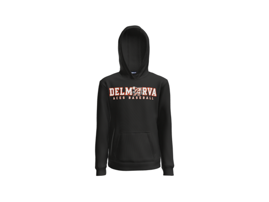 Delmarva Aces Baseball Wordmark Youth Pullover Hoodie - Black