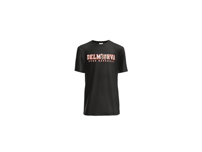 Delmarva Aces Baseball Wordmark Youth Performance Tee - Black