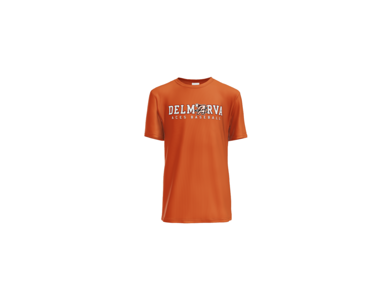Delmarva Aces Baseball Wordmark Youth Performance Tee - Deep Orange