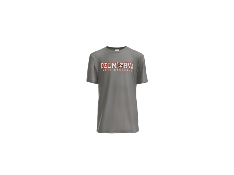 Delmarva Aces Baseball Wordmark Youth Performance Tee - Grey Concrete