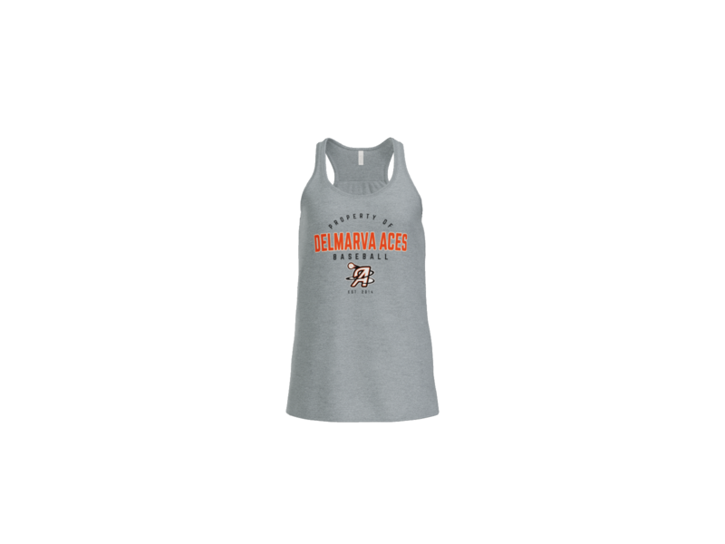 Property Of Delmarva Aces Baseball Women's Flowy Racerback Tank - Athletic Heather