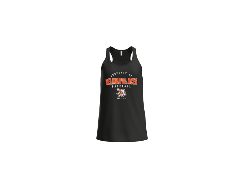 Property Of Delmarva Aces Baseball Women's Flowy Racerback Tank - Black