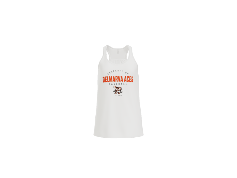 Property Of Delmarva Aces Baseball Women's Flowy Racerback Tank - White
