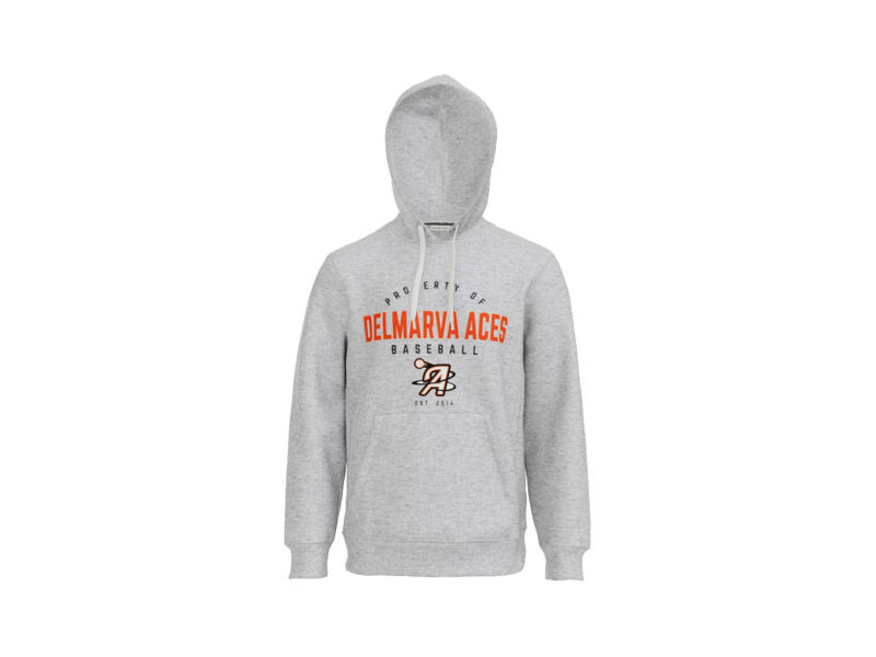 Property Of Delmarva Aces Baseball Heavyweight Fleece Hoodie - Athletic Heather