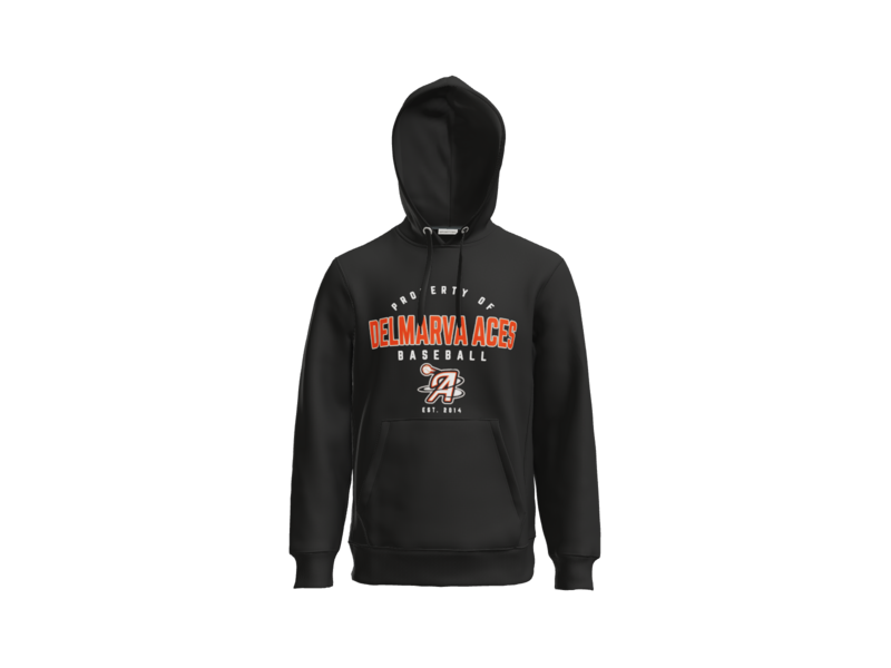 Property Of Delmarva Aces Baseball Heavyweight Fleece Hoodie - Black