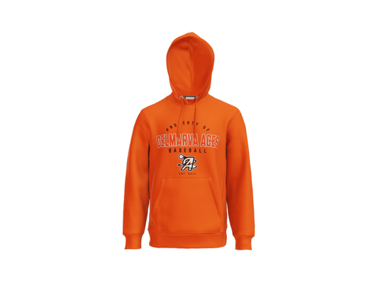 Property Of Delmarva Aces Baseball Heavyweight Fleece Hoodie - Orange