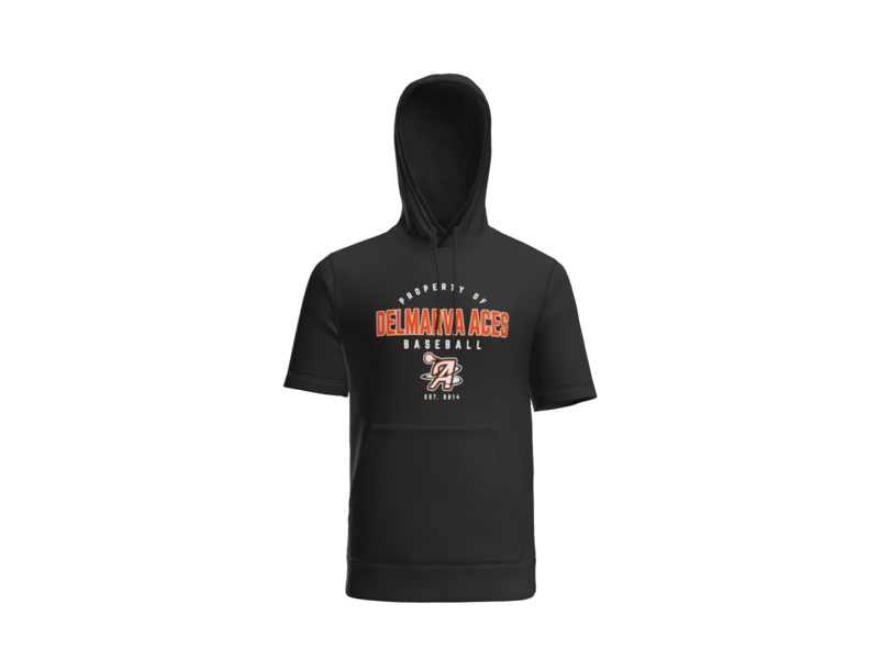 Property Of Delmarva Aces Baseball Short Sleeve Performance Hoodie - Black