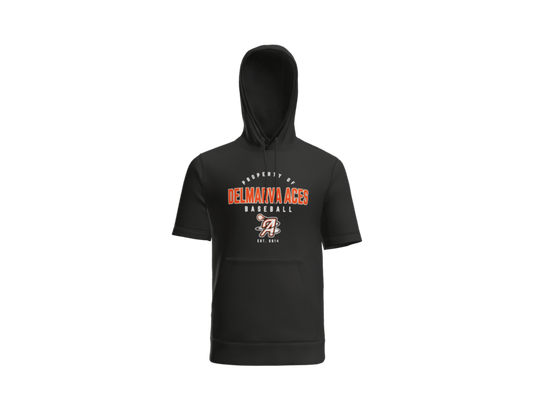 Property Of Delmarva Aces Baseball Short Sleeve Performance Hoodie - Black