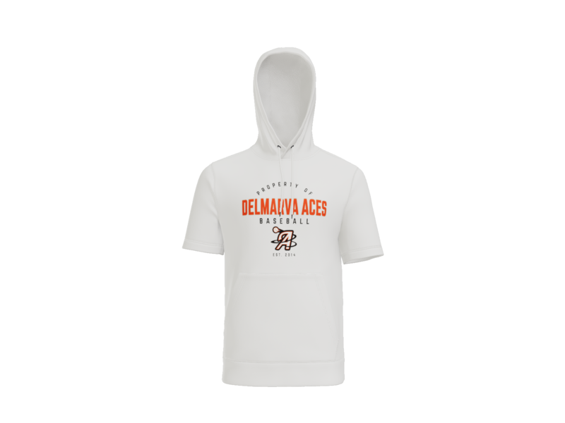 Property Of Delmarva Aces Baseball Short Sleeve Performance Hoodie - White