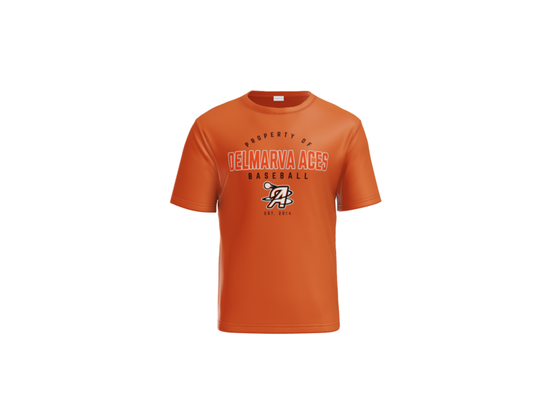 Property Of Delmarva Aces Baseball Performance Tee - Deep Orange