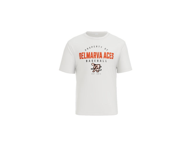 Property Of Delmarva Aces Baseball Performance Tee - White