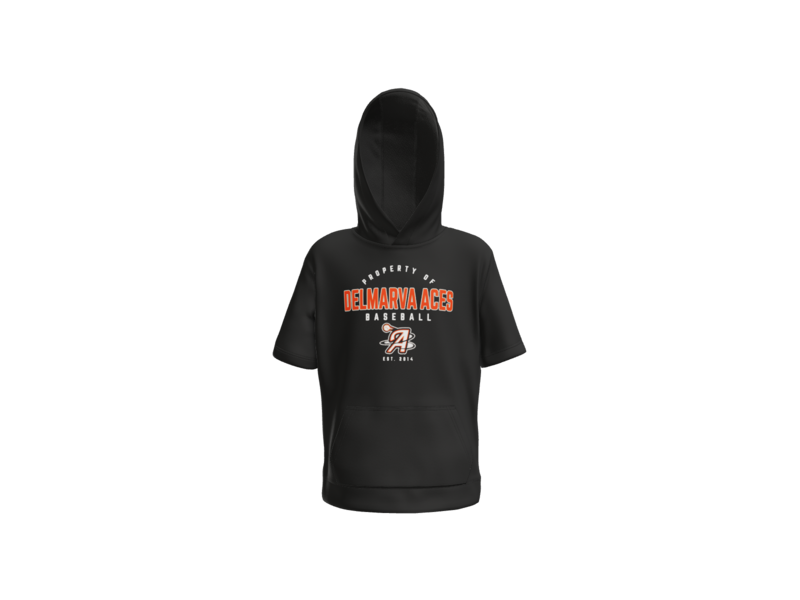 Property Of Delmarva Aces Baseball Youth Short Sleeve Performance Hoodie - Black