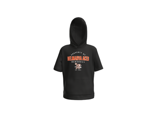 Property Of Delmarva Aces Baseball Youth Short Sleeve Performance Hoodie - Black
