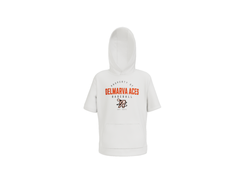 Property Of Delmarva Aces Baseball Youth Short Sleeve Performance Hoodie - White