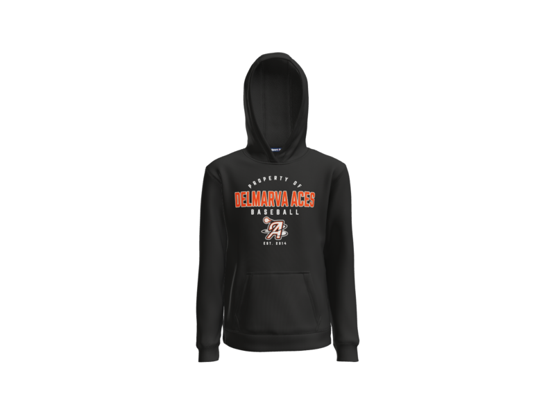 Property Of Delmarva Aces Baseball Youth Pullover Hoodie - Black