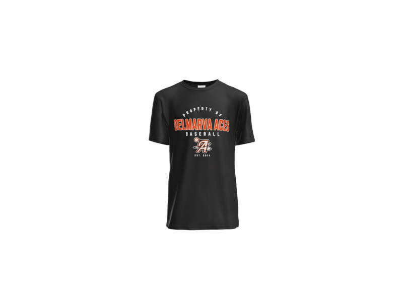 Property Of Delmarva Aces Baseball Youth Performance Tee - Black