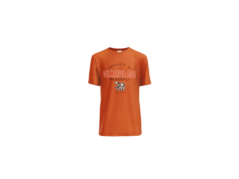 Property Of Delmarva Aces Baseball Youth Performance Tee - Deep Orange