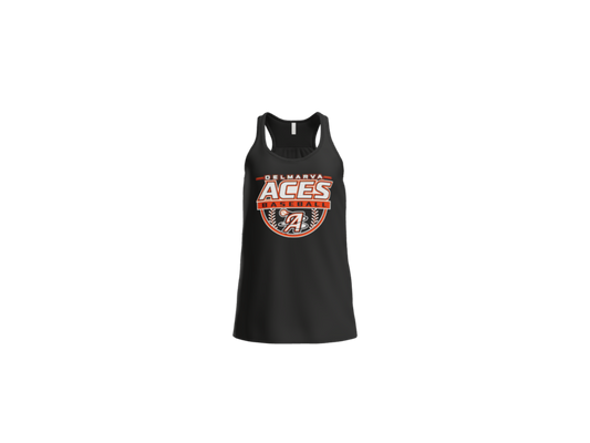 Delmarva Aces Baseball Crest Women's Flowy Racerback Tank - Black