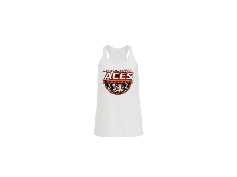 Delmarva Aces Baseball Crest Women's Flowy Racerback Tank - White