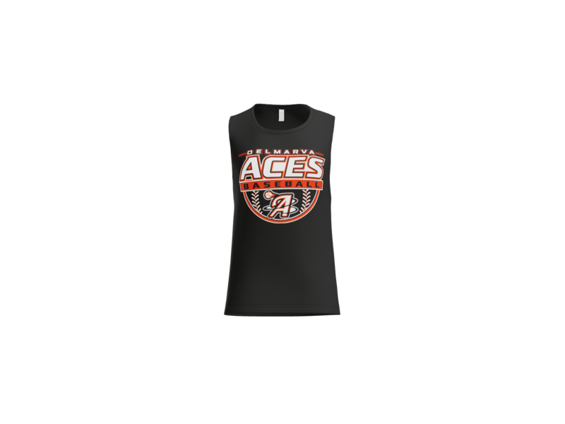 Delmarva Aces Baseball Crest Women's Flowy Muscle Tank - Black