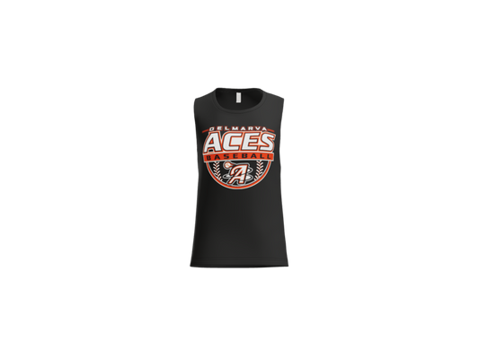 Delmarva Aces Baseball Crest Women's Flowy Muscle Tank - Black