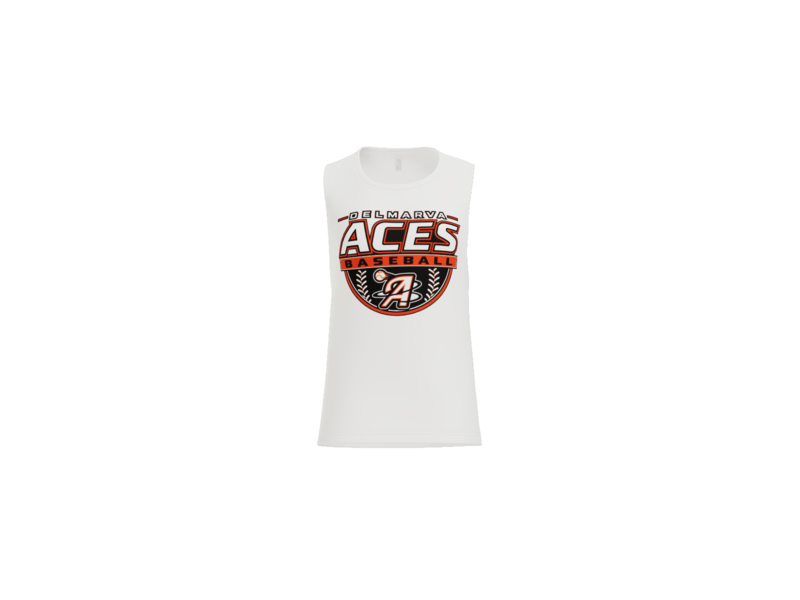 Delmarva Aces Baseball Crest Women's Flowy Muscle Tank - White