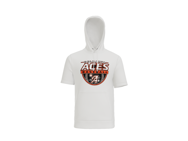 Delmarva Aces Baseball Crest Short Sleeve Performance Hoodie - White
