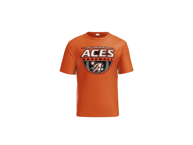 Delmarva Aces Baseball Crest Performance Tee - Deep Orange