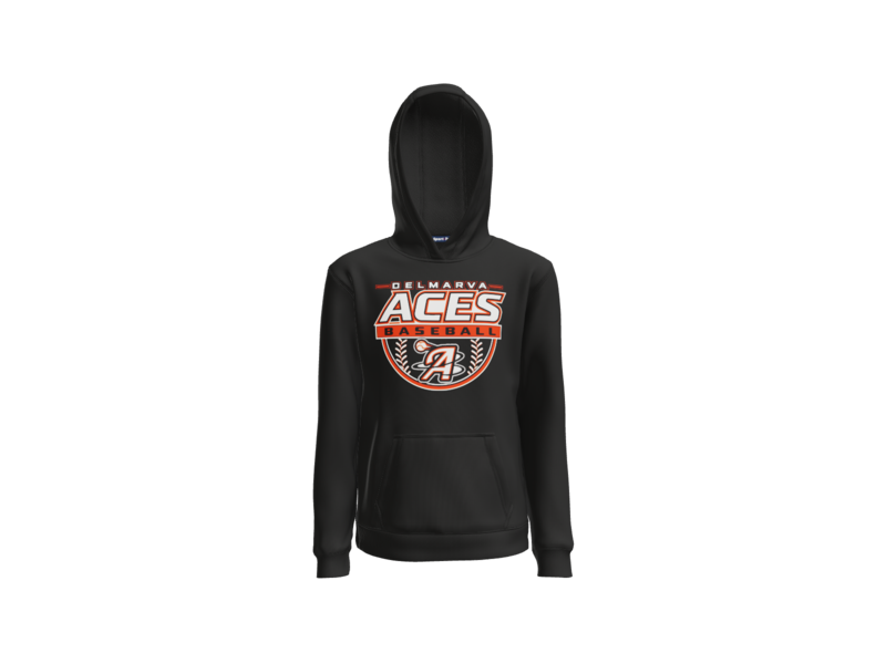 Delmarva Aces Baseball Crest Youth Pullover Hoodie - Black