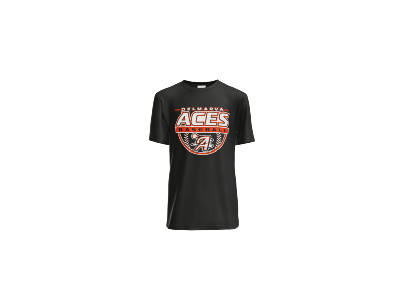 Delmarva Aces Baseball Crest Youth Performance Tee - Black