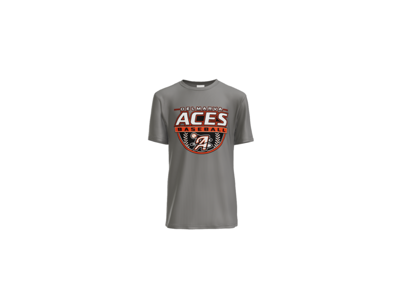 Delmarva Aces Baseball Crest Youth Performance Tee - Grey Concrete