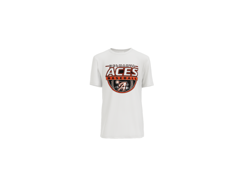 Delmarva Aces Baseball Crest Youth Performance Tee - White