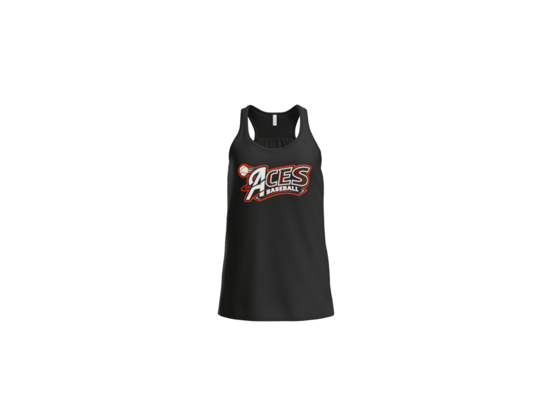 Aces Baseball Pinstripe Women's Flowy Racerback Tank - Black
