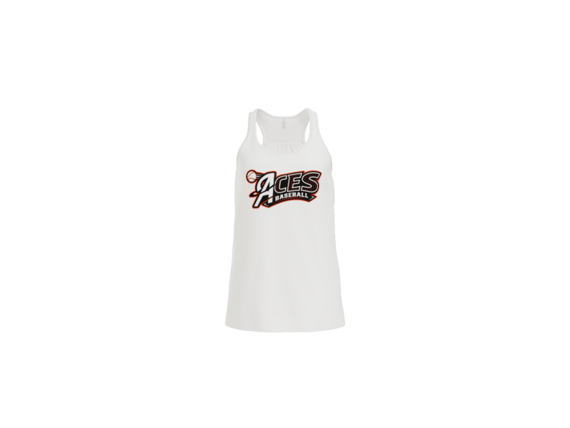 Aces Baseball Pinstripe Women's Flowy Racerback Tank - White