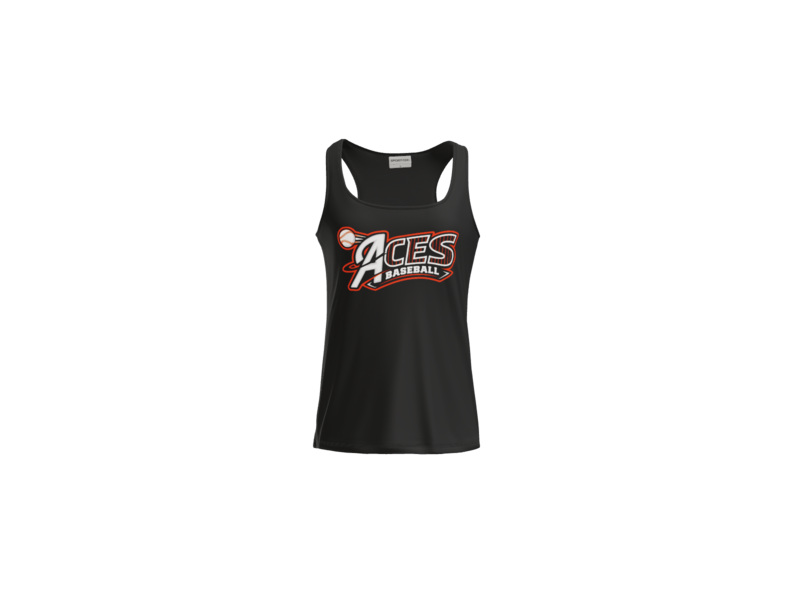 Aces Baseball Pinstripe Women's Racerback Performance Tank - Black