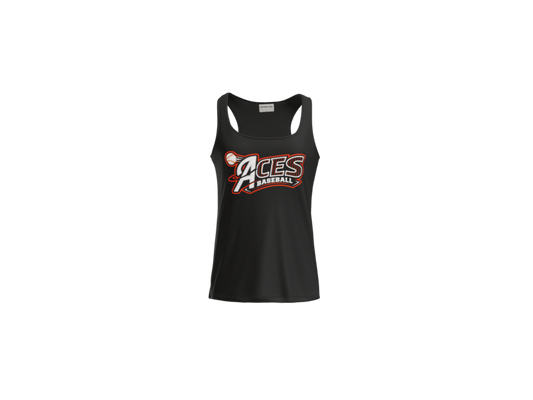 Aces Baseball Pinstripe Women's Racerback Performance Tank - Black