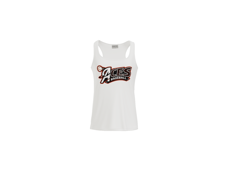 Aces Baseball Pinstripe Women's Racerback Performance Tank - White