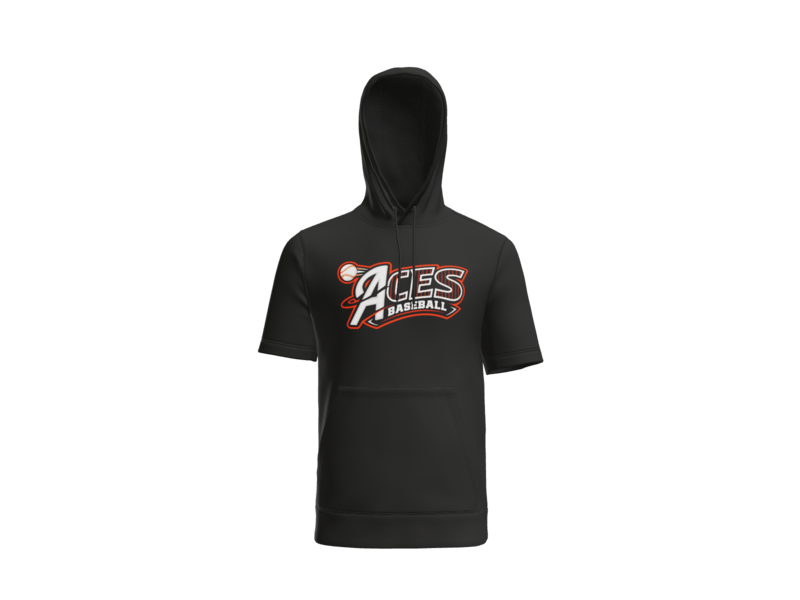 Aces Baseball Pinstripe Short Sleeve Performance Hoodie - Black