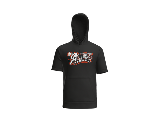 Aces Baseball Pinstripe Short Sleeve Performance Hoodie - Black