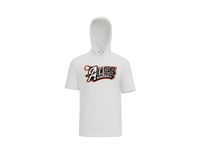 Aces Baseball Pinstripe Short Sleeve Performance Hoodie - White