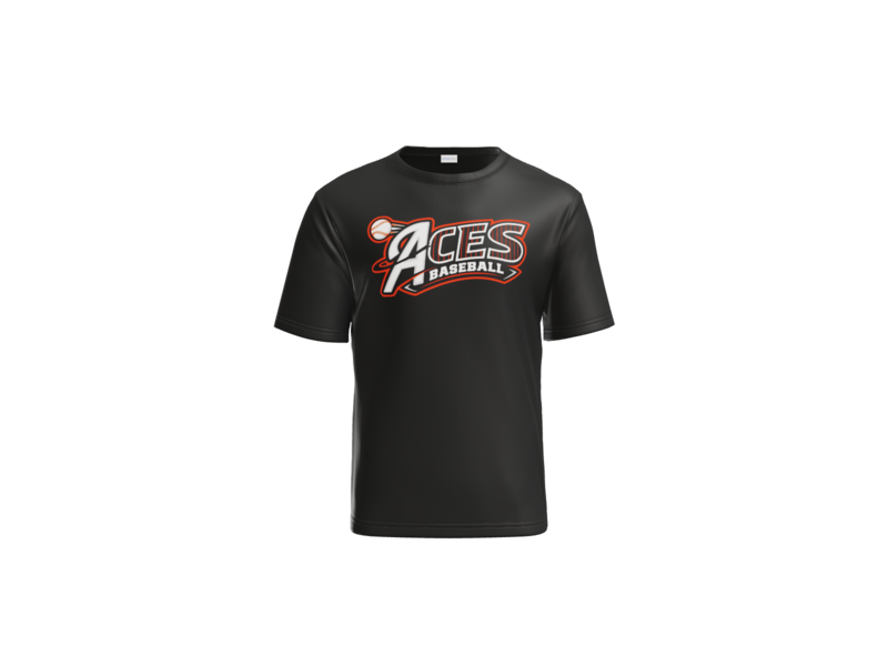 Aces Baseball Pinstripe Performance Tee - Black